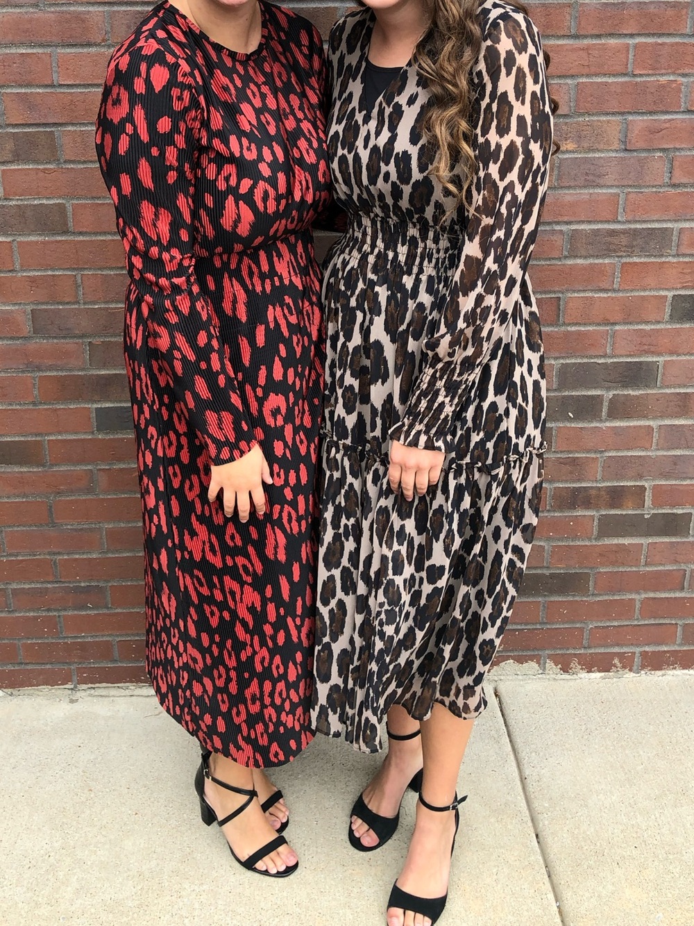 Taylor Leopard Print V-Neck Tiered Midi Dress - Brown & Black